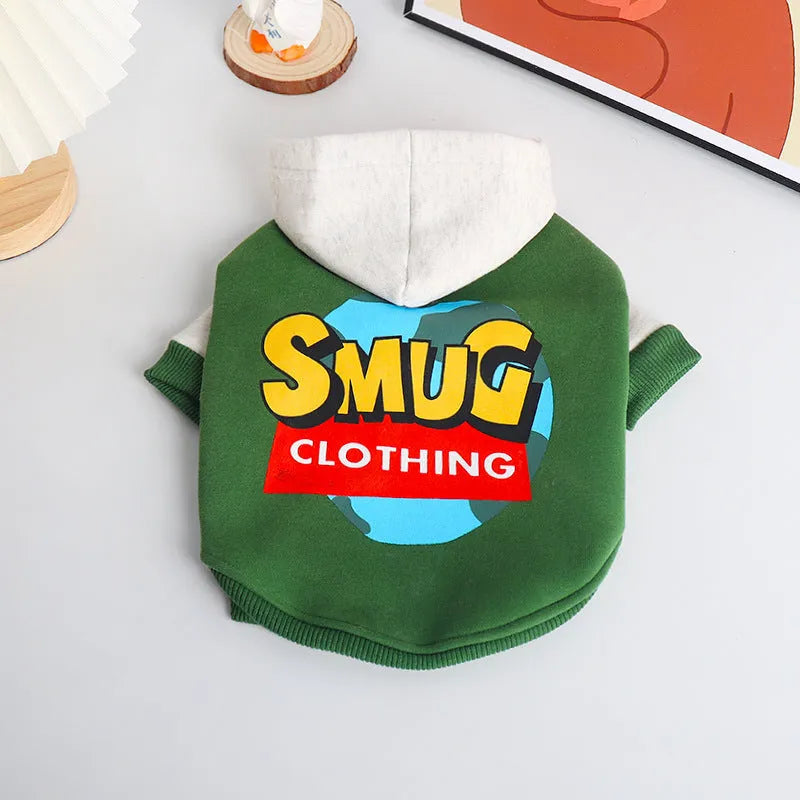 Green cotton dog clothing for autumn and winter in sizes L to 4XL