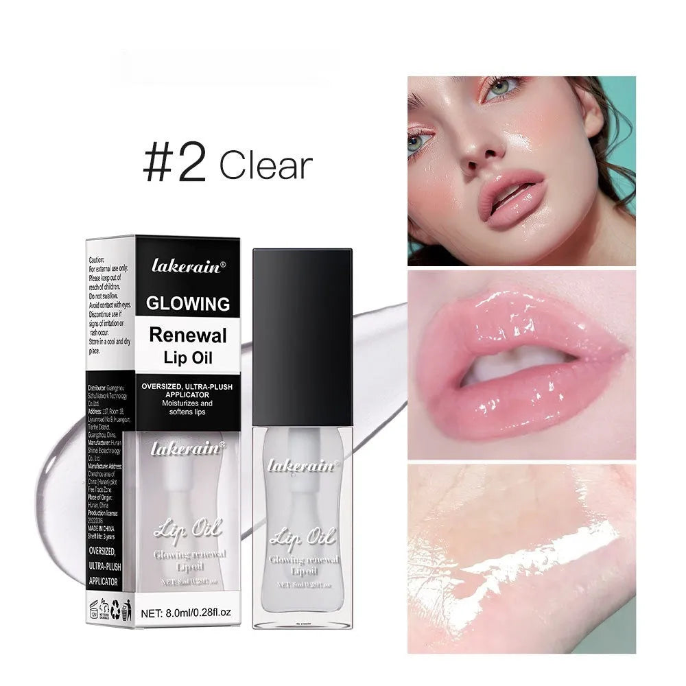 Lip gloss in seven colour variations including coral, clear, honey, jam, pink, red, and rose shades in 8ml foreign edition packaging