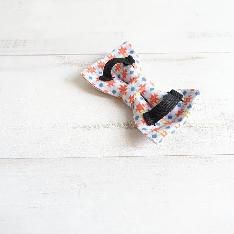 Dog bow collar with polyester traction rope and bow in Lantern colour, sizes XS to XL, 10-11cm length and 6cm width