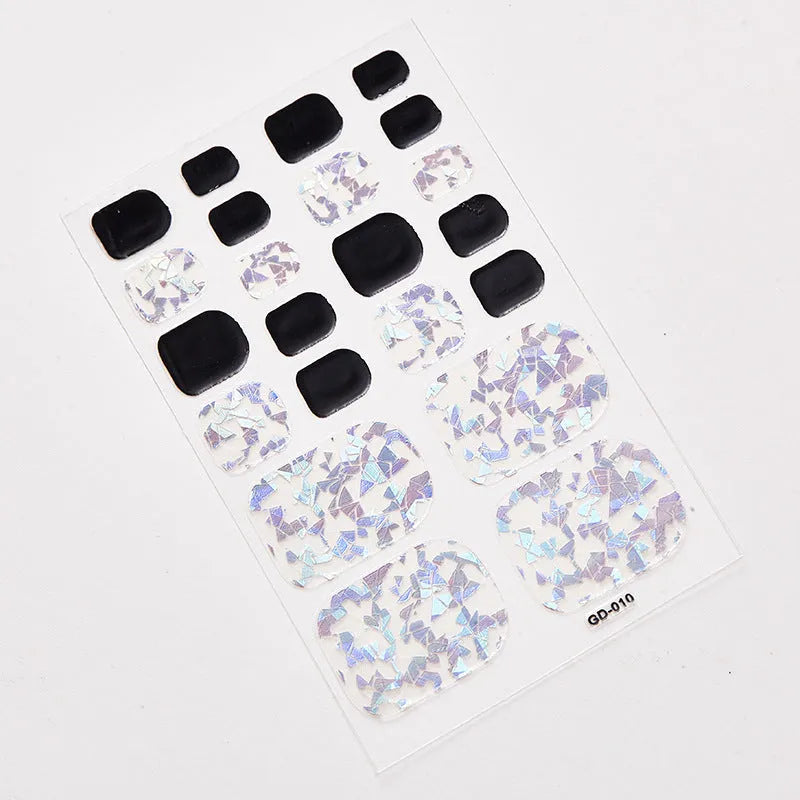Waterproof foot nail stickers 22 small stickers in 14 tips colour GD001