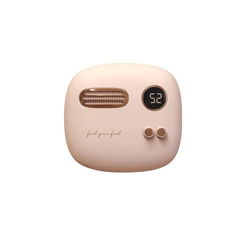 2-in-1 retro hand warmer and power bank with digital temperature display, 5000mAh, in purple