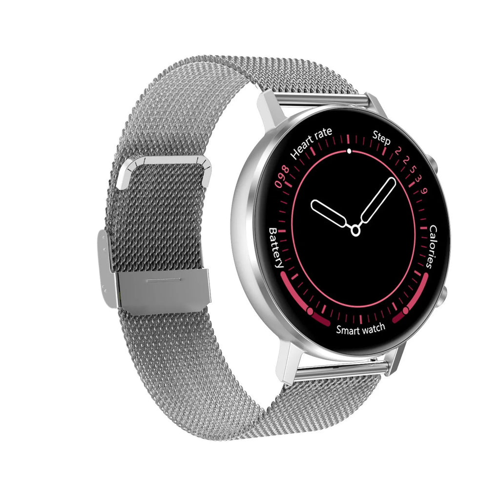 DT96 smart bracelet with 1.3-inch display and steel strap in black, rose gold, or silver