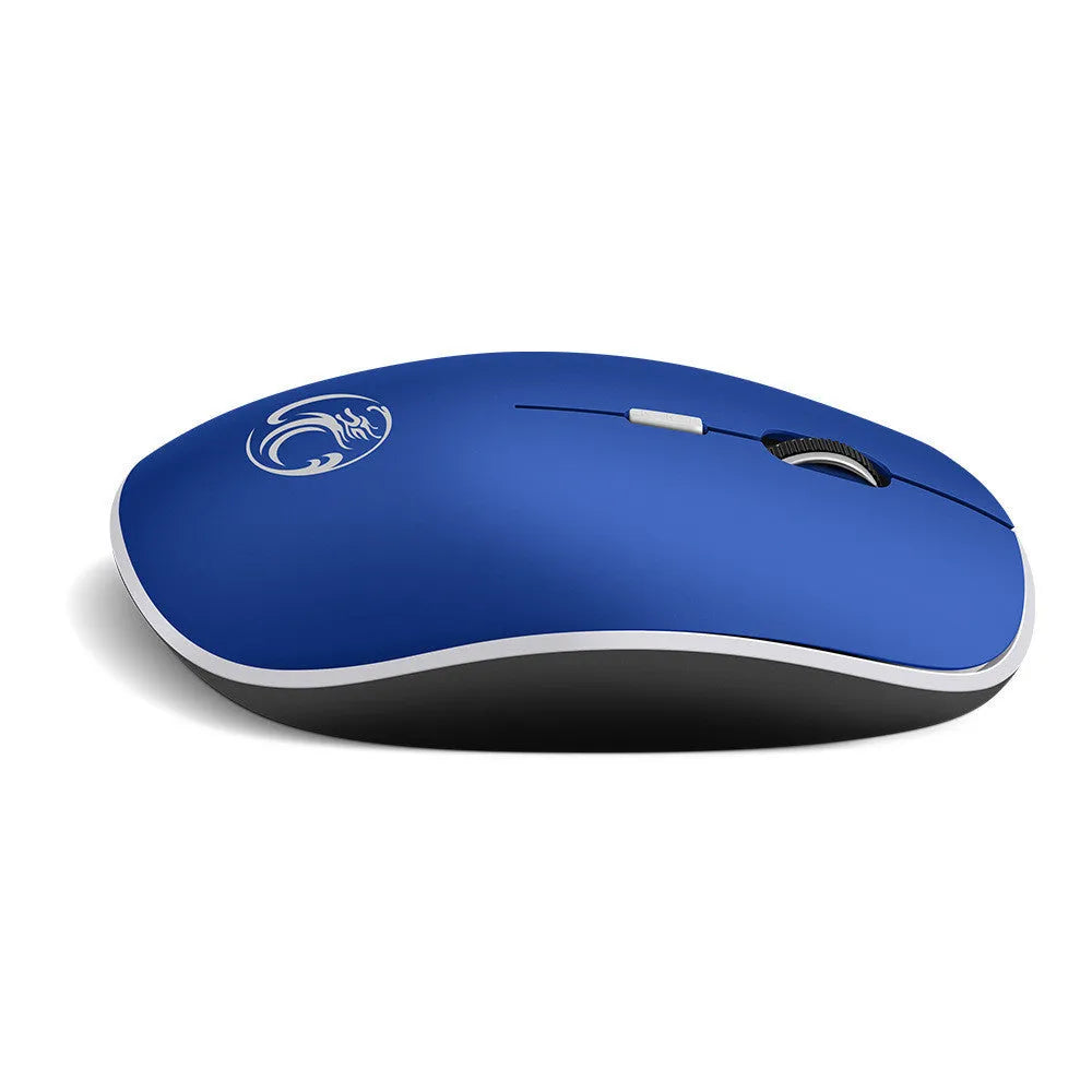 Mute wireless business office mouse in black, ultra-thin mini 115x65x33mm with USB receiver