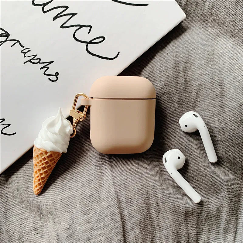 Silicone protector case for Apple AirPods 2 in a cylinder ice cream design.