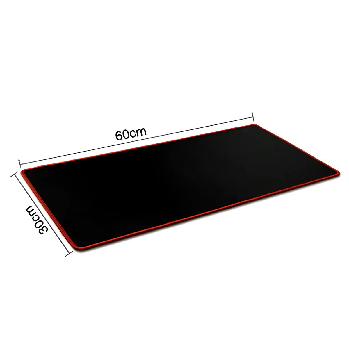Oversized rubber mouse pad 30x60cm with stitched edge in black on a desk