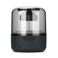 Four-colour light touch Bluetooth speaker with halo effect display showing wireless portable design