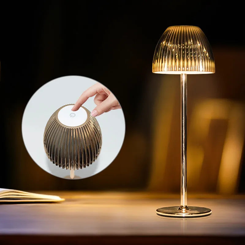 INS pattern dimming night lamp with thin round base in black and white options