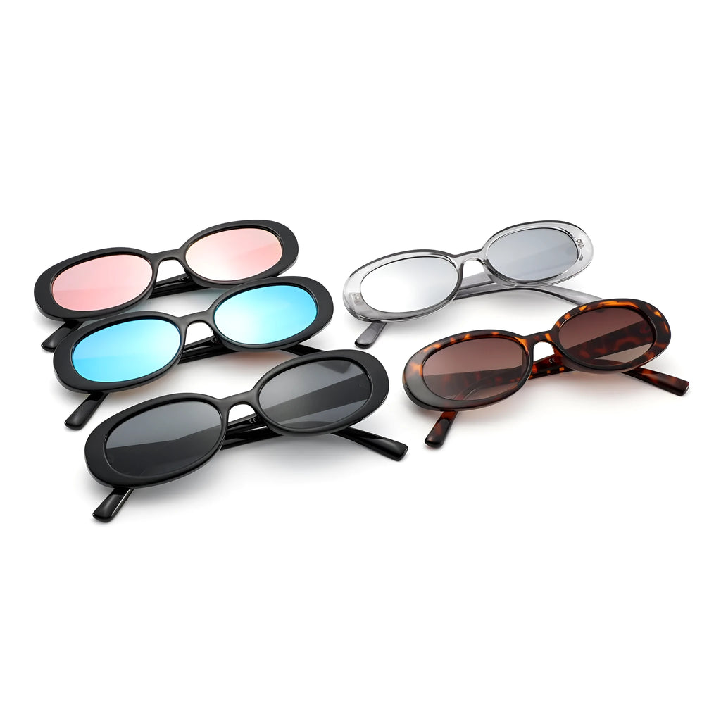 European American style small frame oval sunglasses for women with PC construction
