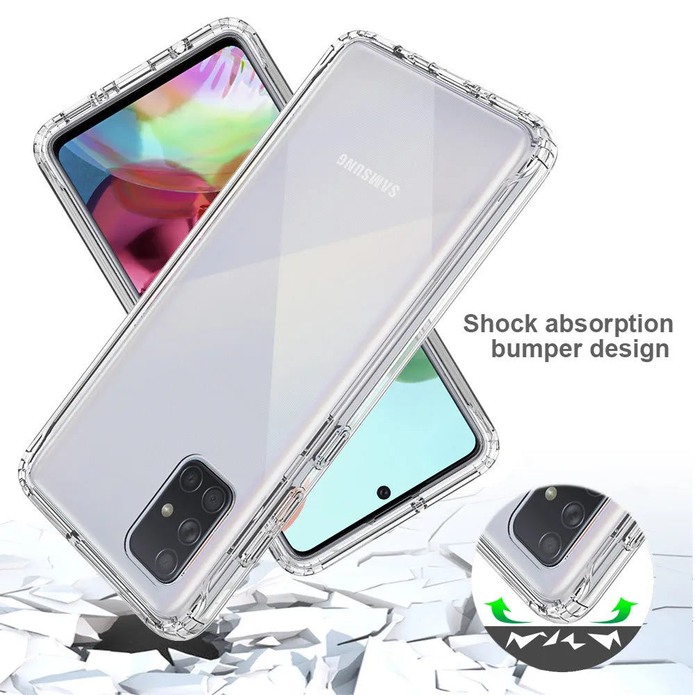 Transparent anti-drop phone case for Samsung Galaxy smartphones showing clear design