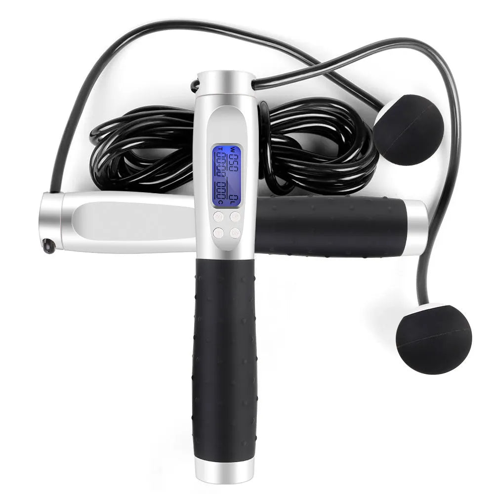 Smart electronic counting skipping rope with ABS TPE handle, 3m and 30cm PVC ropes, and 325mm rubber ball.