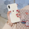 Transparent blue light blocking phone case for iPhone on a white background.