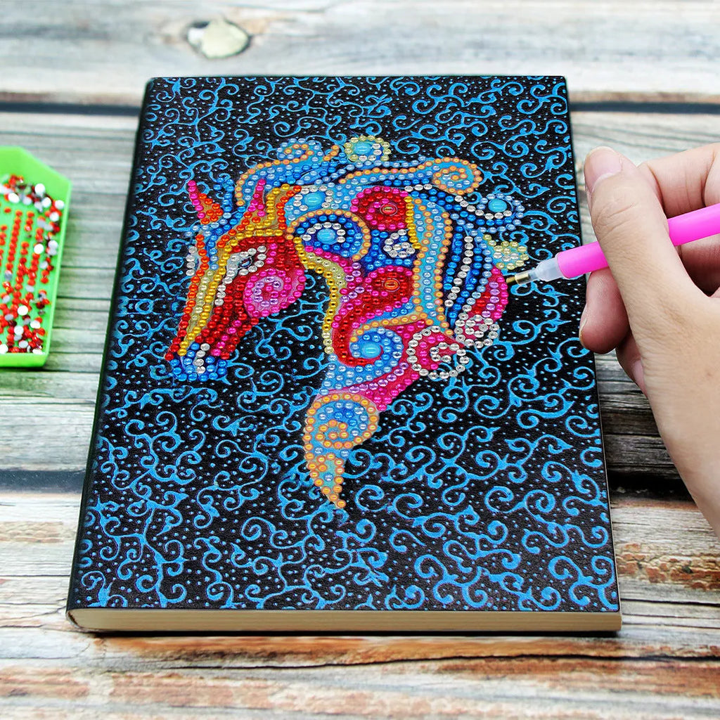 Blue A5 diamond painting notebook with 50 pages and creative cover design