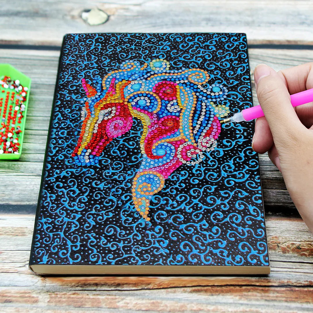 Blue A5 diamond painting notebook with 50 pages and creative cover design