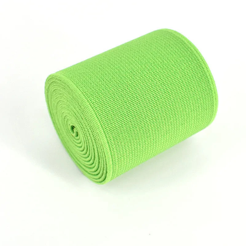 5cm wide colourful elastic band showing ten colour options including black, brown, dark red and blue variants