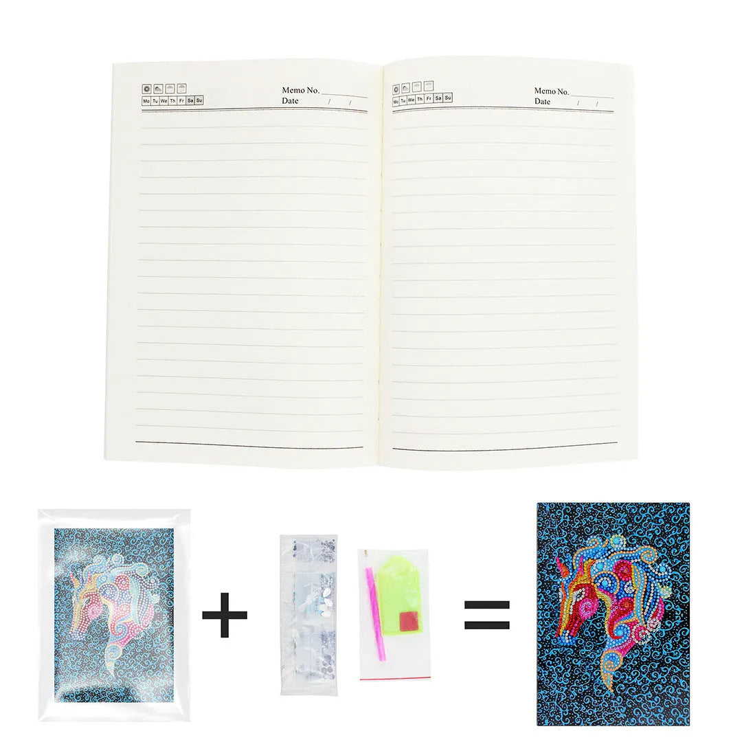 Blue A5 diamond painting notebook with 50 pages and creative cover design
