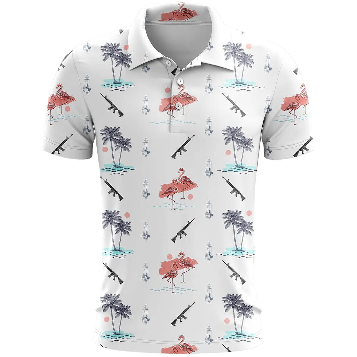 Loose-fit 3D printed short sleeve sports top in bird eye cloth polyester on a hanger.