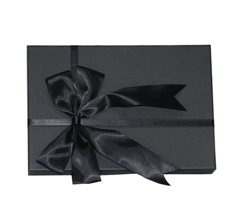 Gift box set with four sizes, Paper Board Material, black blue pink options, and bag choices