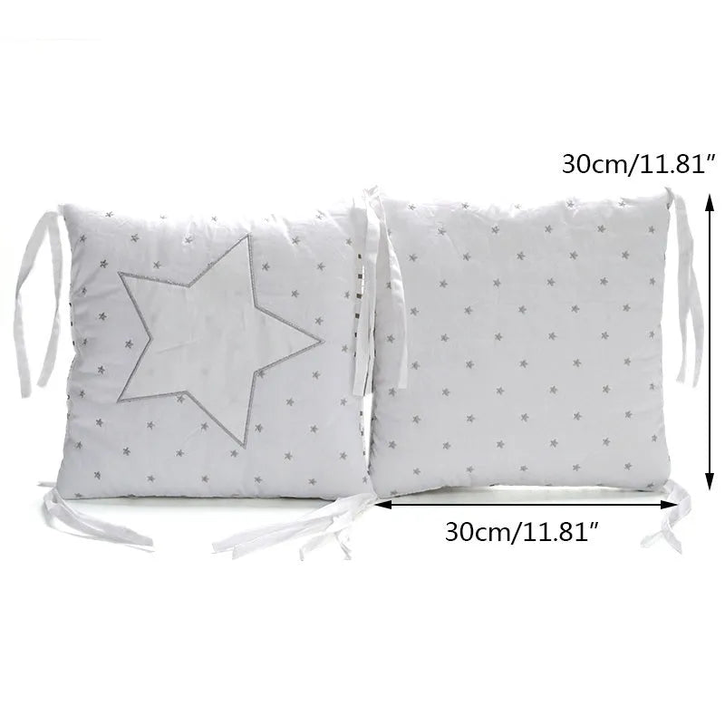 Set of six 30x30 cm pure cotton baby cot bumpers with cartoon computer embroidery pattern in photo colour