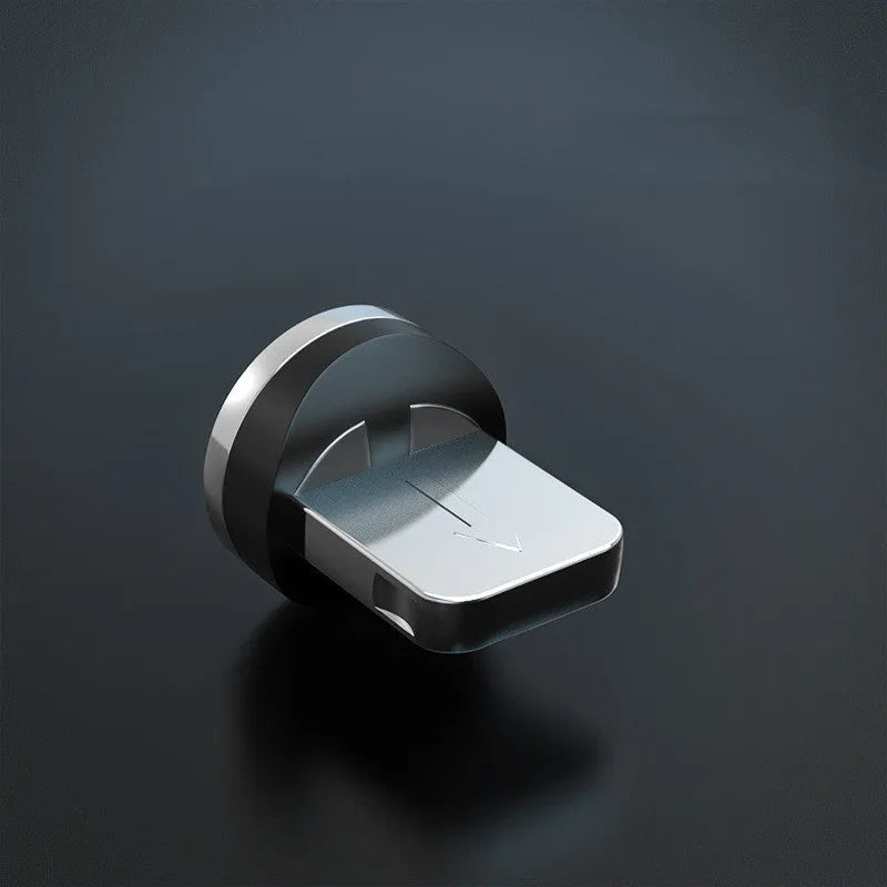 Breathing light magnetic charging cable with LED indicator in multiple colour options, showing magnetic heads for Apple and Android devices.