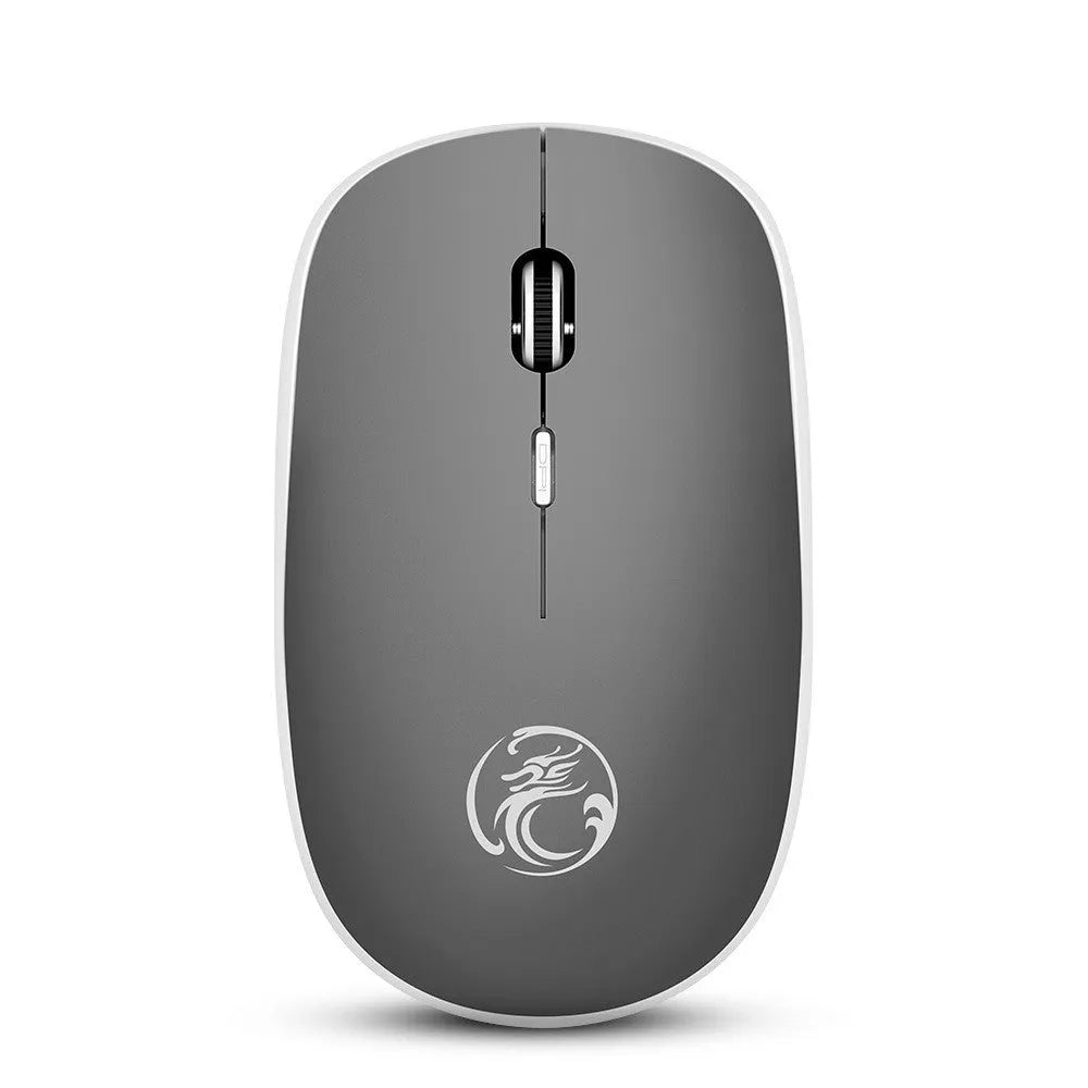 Mute wireless business office mouse in black, ultra-thin mini 115x65x33mm with USB receiver