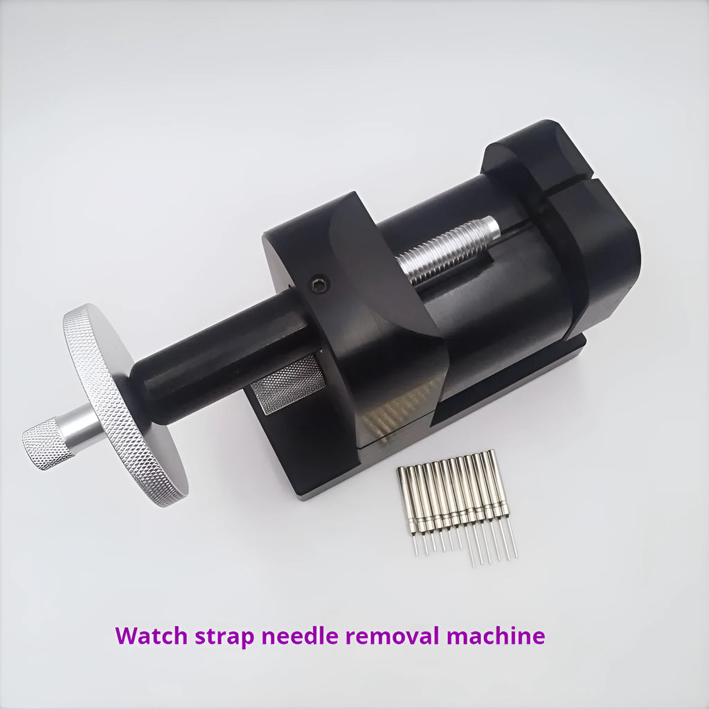 Alloy steel watch strap stripping machine tool for watch repair on a workbench