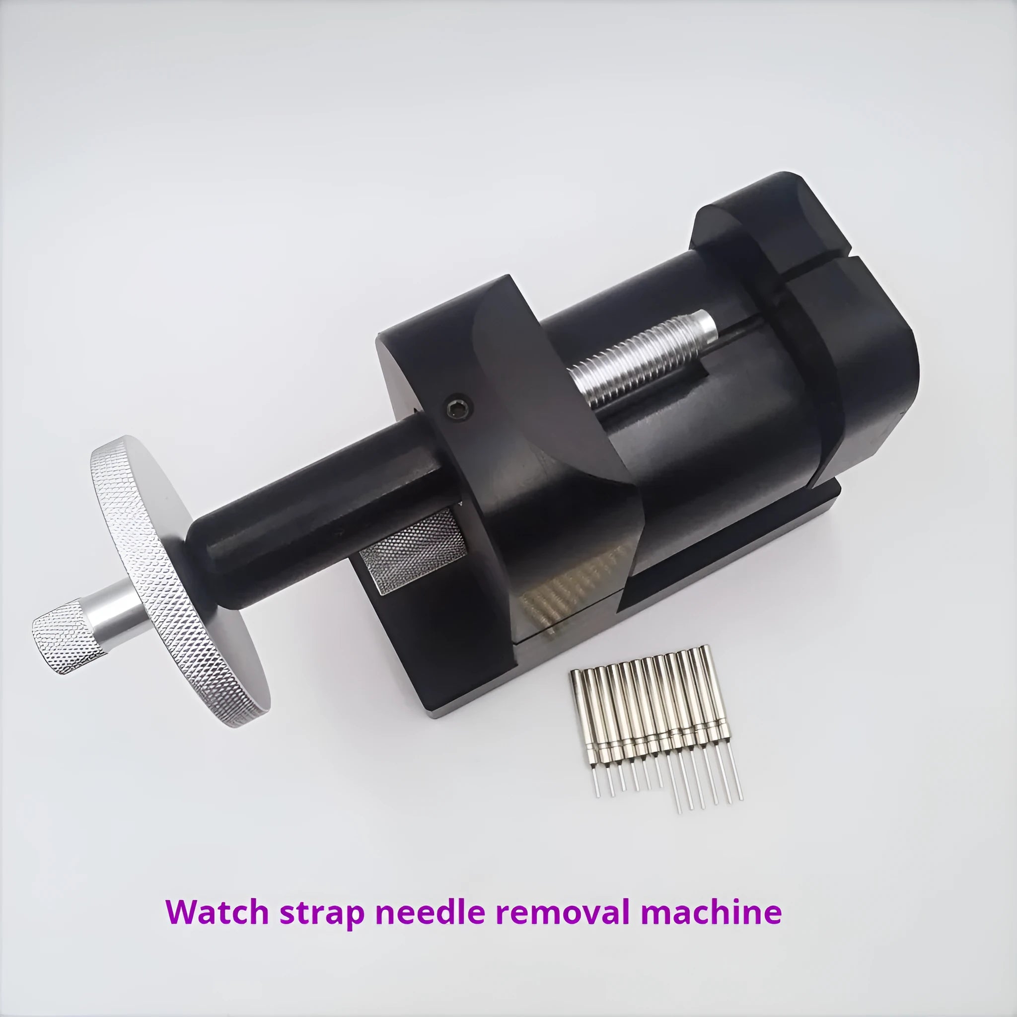 Alloy steel watch strap stripping machine tool for watch repair on a workbench