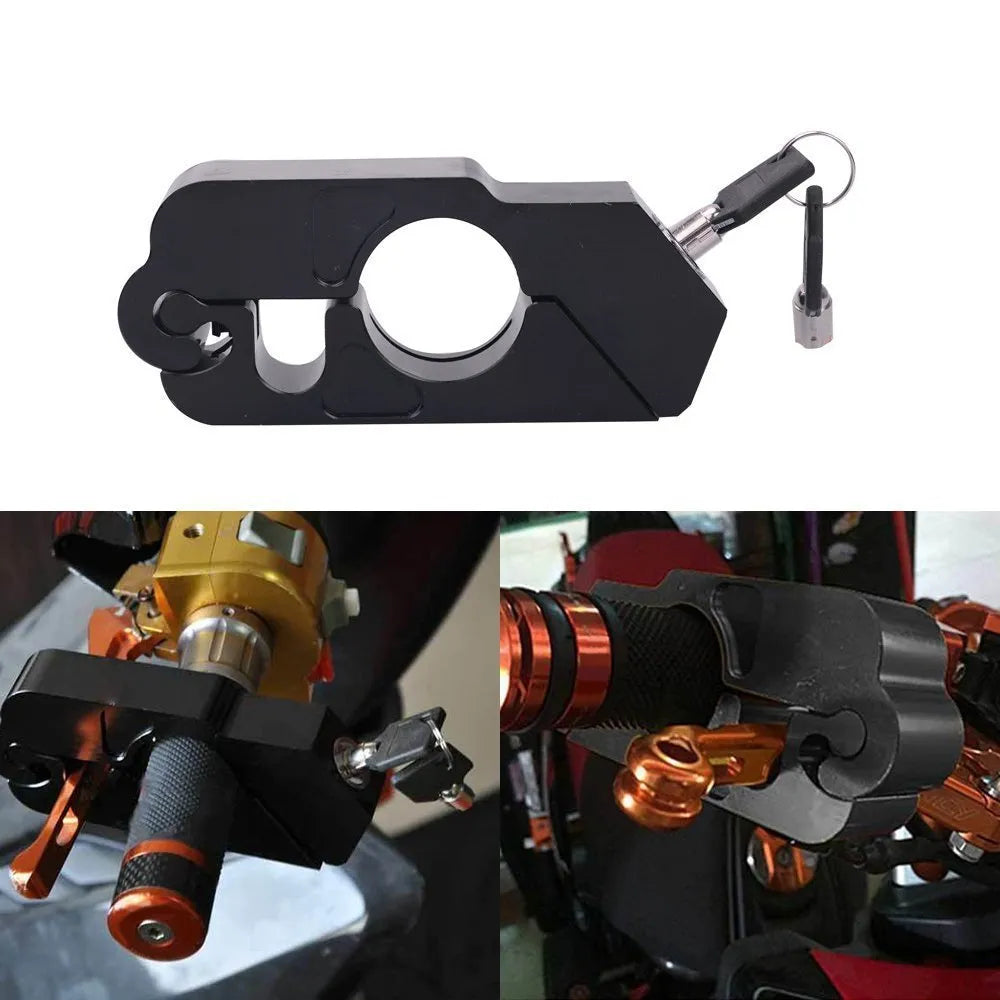 Aluminium alloy motorcycle horn lock in red finish, compact disc design for anti-theft security