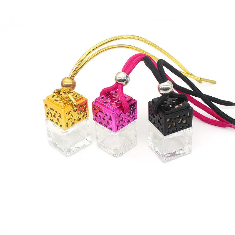 8ml square glass hollow empty perfume bottle in gold colour with cap, 4.6cm tall