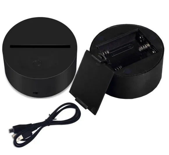 3D LED lamp with seven colour modes, touch and remote control, USB powered acrylic night light