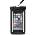 Waterproof mobile phone bag for devices up to 7 inches, made from PVC fabric in colours like pink-blue and turquoise.