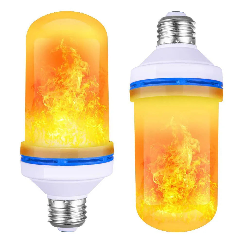 LED flame light bulb with 9W power, E27 screw base, and yellow flame effect mode for home decoration
