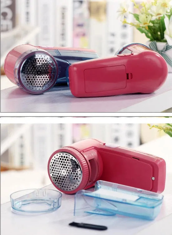 Portable electric lint remover device for removing pills from sweaters and fabrics