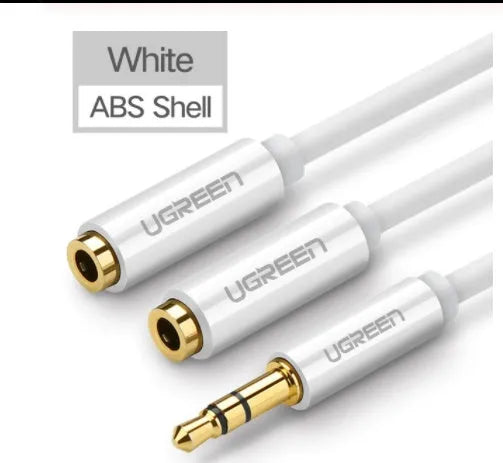 20cm black 3.5mm earphone replacement cable with gold-plated connectors and TPE outer sleeve
