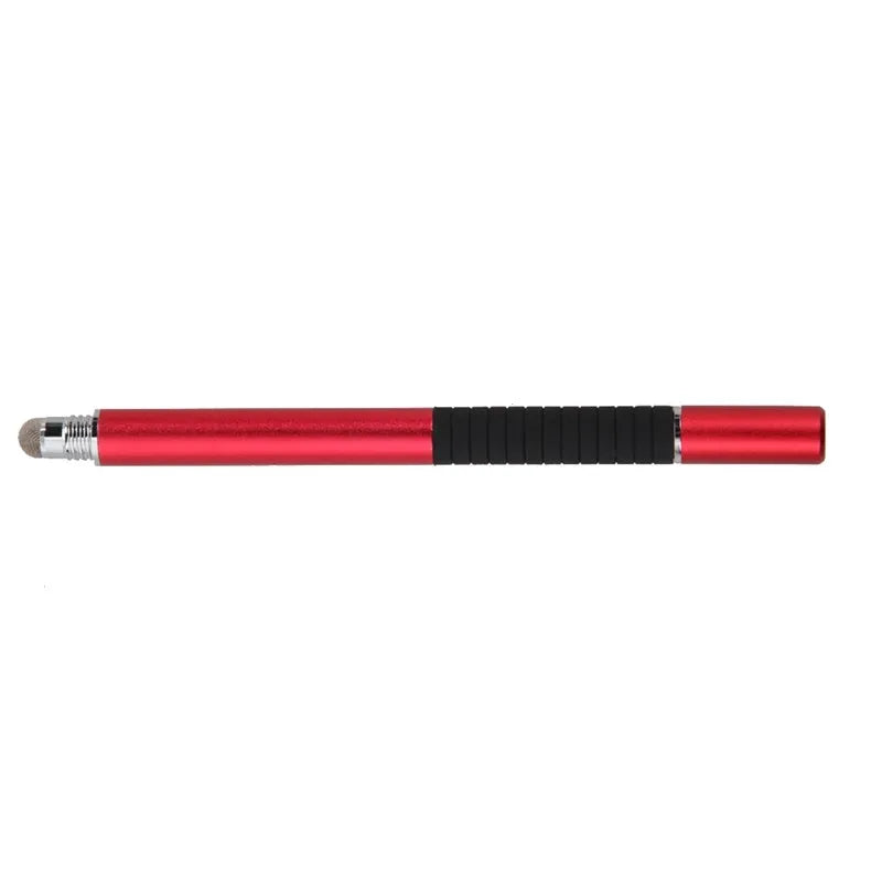 2-in-1 capacitive stylus pen with conductive cloth head and suction cup disc in aluminium barrel, 132mm length, multiple colours