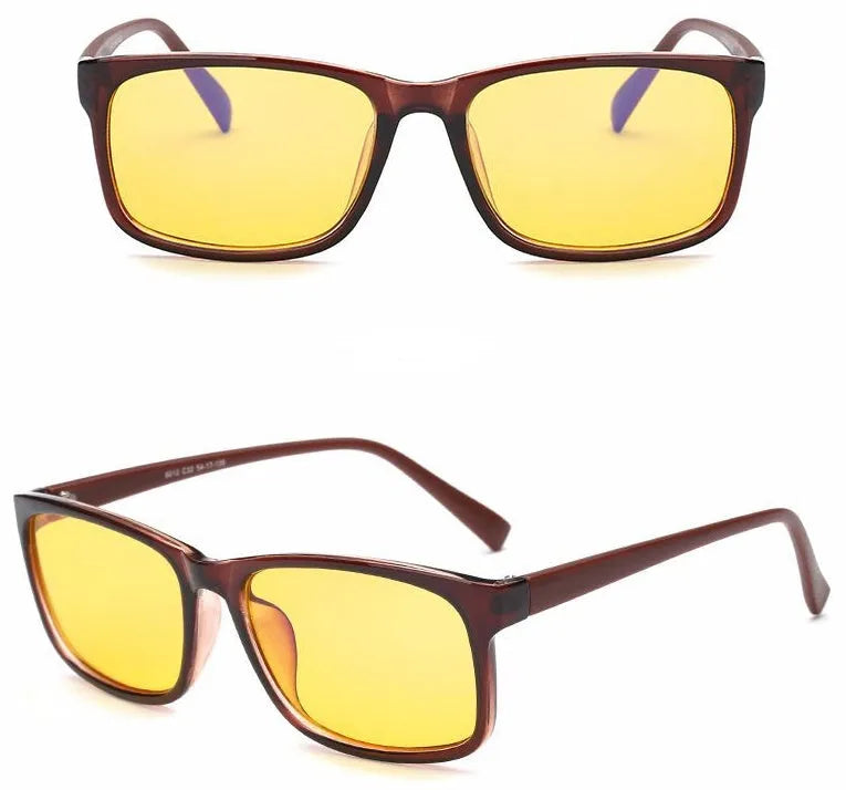 Unisex vintage round anti Blu-ray glasses with PC lens and plastic frame in blue black colour