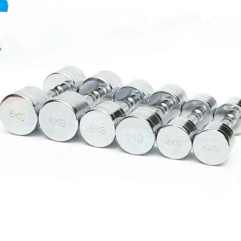 Silver electroplated pure steel dumbbell with ergonomic date-core handle
