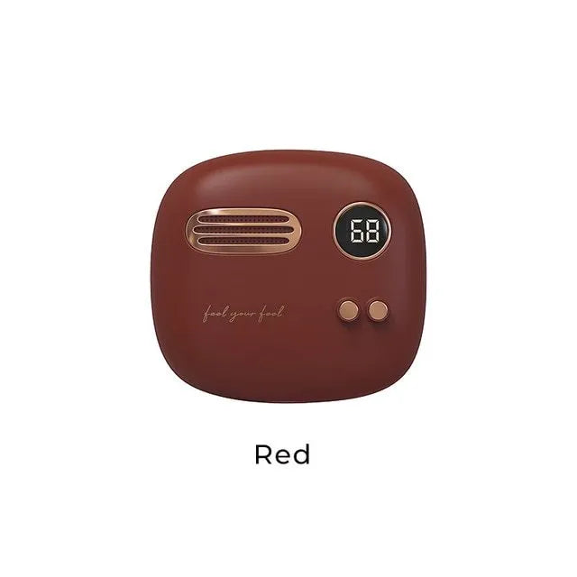 2-in-1 retro hand warmer and power bank with digital temperature display, 5000mAh, in purple