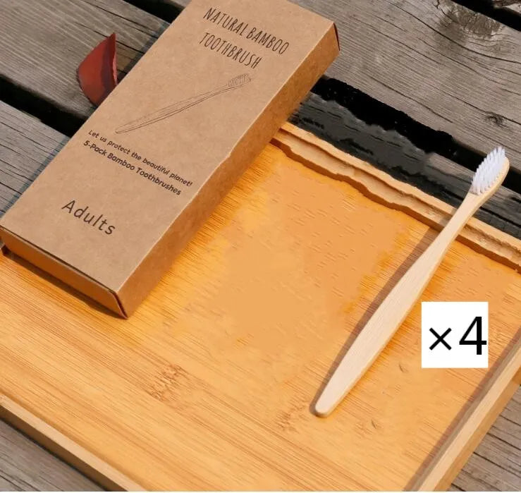 Eco friendly bamboo soft fibre toothbrush with biodegradable handle for adults