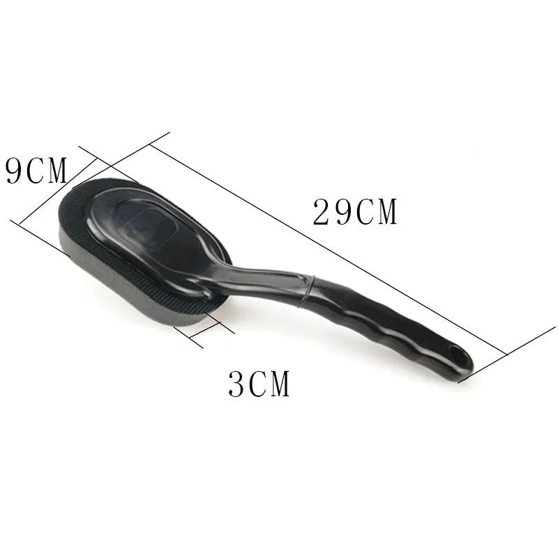 Long handle car tyre waxing sponge brush with polyester sponge head, 29x9x3 cm, integrated handle design