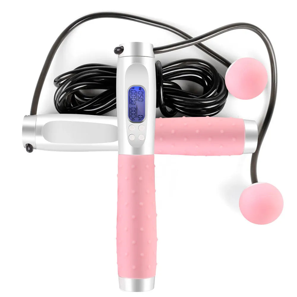 Smart electronic counting skipping rope with ABS TPE handle, 3m and 30cm PVC ropes, and 325mm rubber ball.