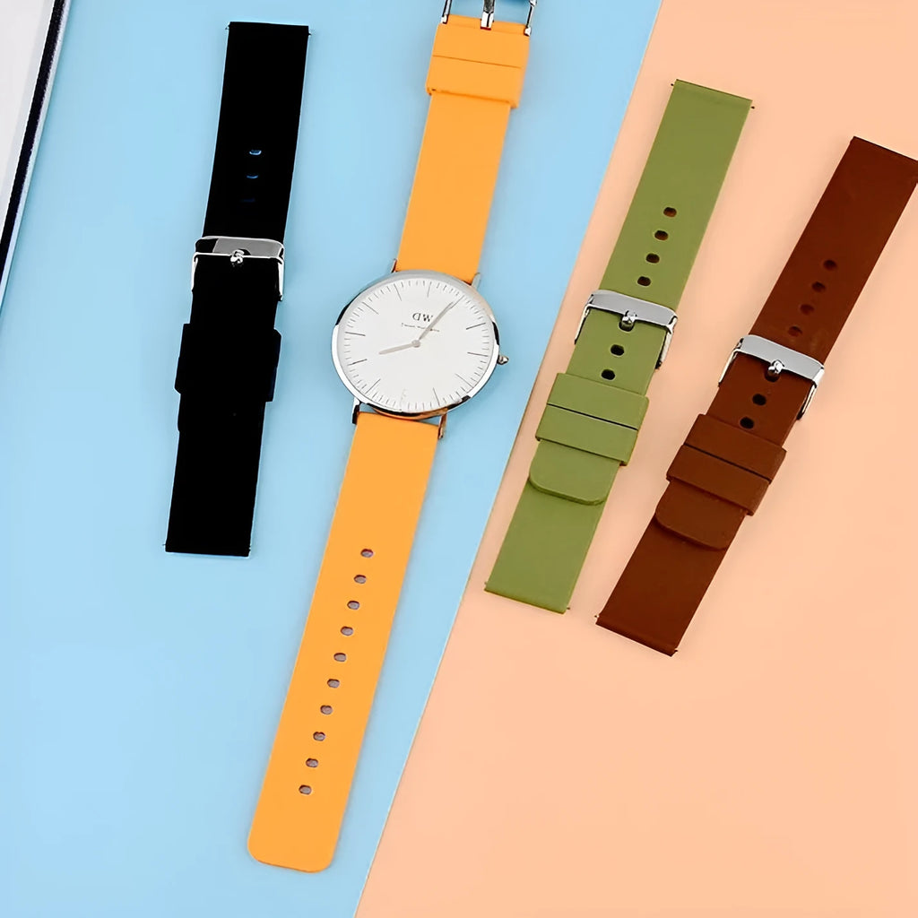Universal smart watch silicone strap in Army Green with buckle loop, 75mm x 120mm