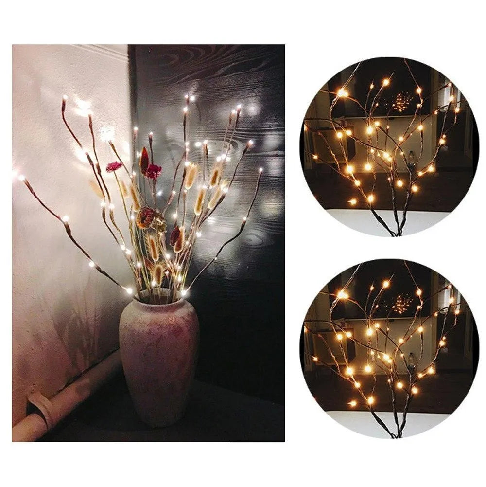20LED twigs light string decoration with five branches, 75cm length, battery-operated, available in multiple colours