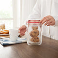 Reusable PE plastic self-sealing snack storage bag with zipper, 1L capacity, for biscuits and nuts