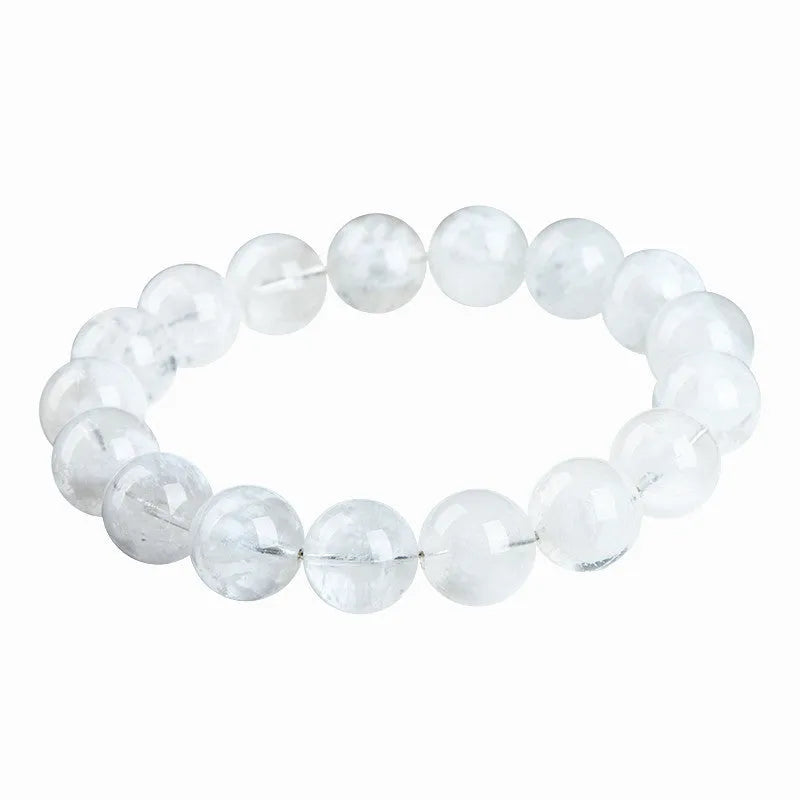 Women's crystal bracelet with round snowflake beads and a traditional Ruyi charm.