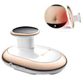 White rechargeable EMS body shaping massager with contact charging base and USB cable