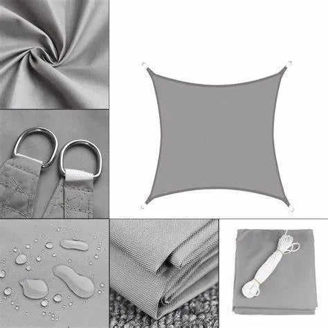 Curved square shade sail in blue colour measuring 3 metres by 4 metres