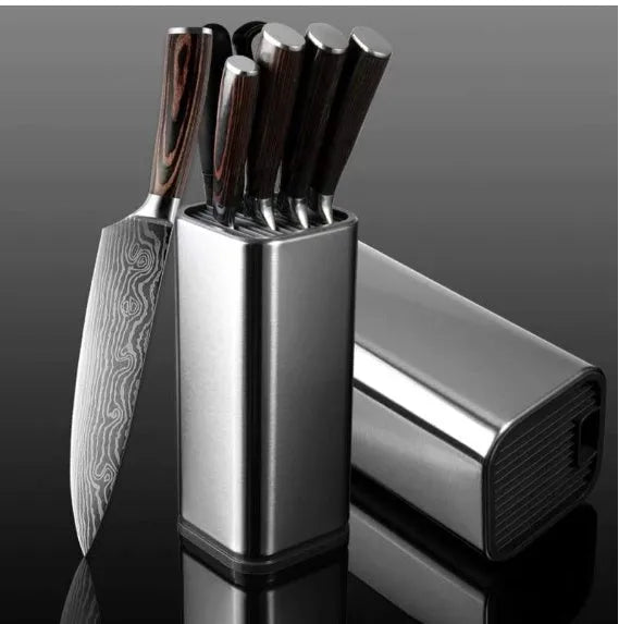 Black and white PP plastic kitchen tool holder with storage bucket for organising knives and cutlery.