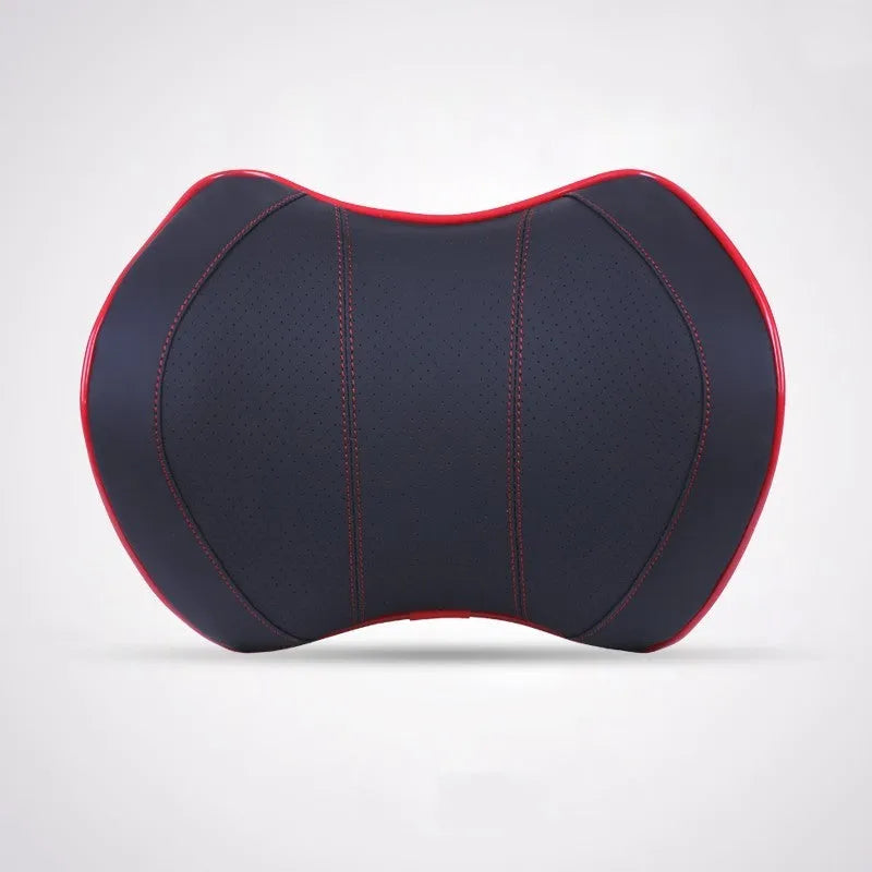 Car headrest with memory foam padding in black fabric cover for driving comfort