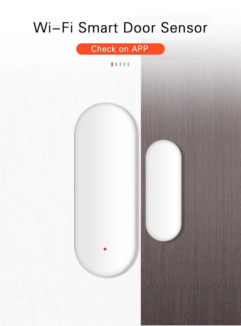 Tuya Smart WiFi Door Sensor white 70x20x16mm for door and window app alerts and voice control