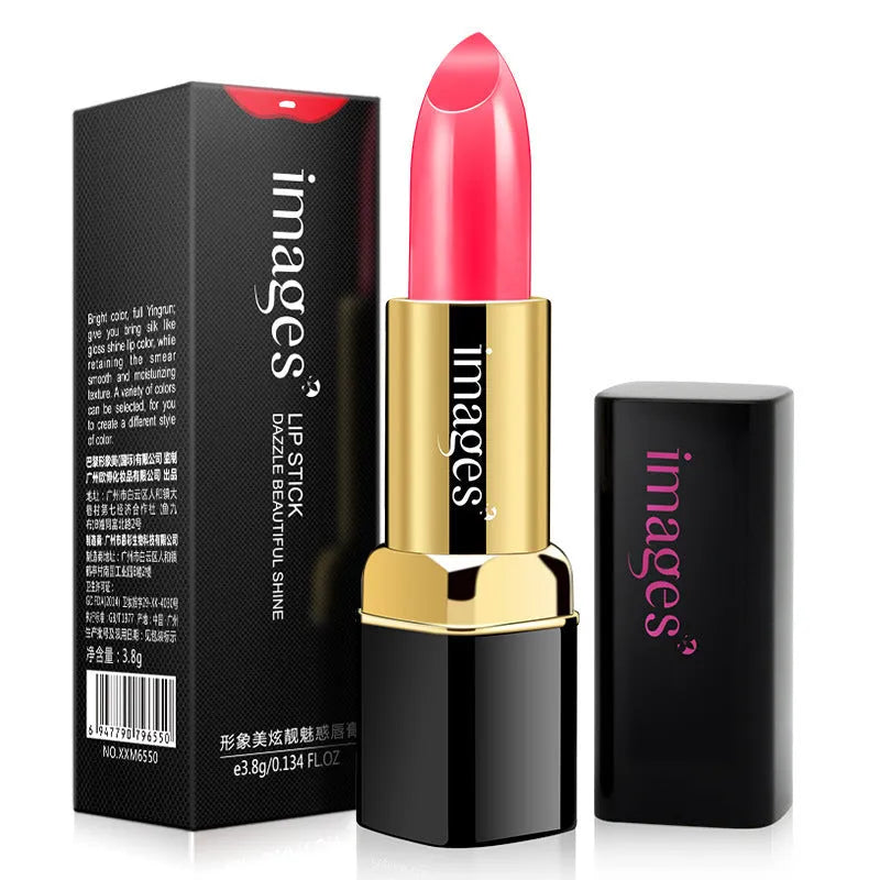 Lipstick lip gloss tube in a choice of ten colours including coral red, barbie pink, and classic red.